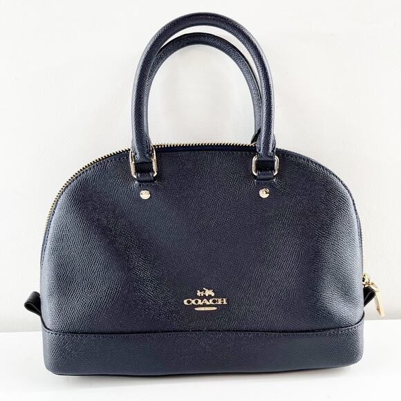 Coach Handbags - Coach Mini Sierra Leather Satchel Dome Purse Navy Blue